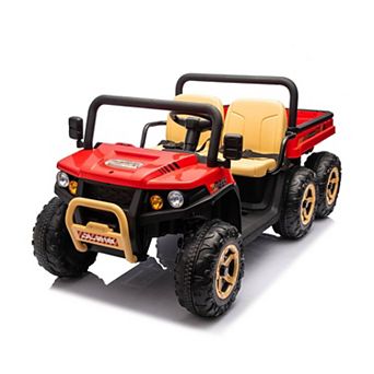 24V 2-Seater Ride-On Dump Truck for Kids, 6 Wheels 4WD Electric UTV, 3 Speeds, Remote, Dump Bed
