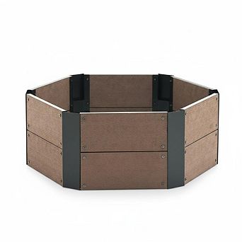 Hexagon Raised Garden Bed Kit, 6-Panel Wood-Look Planter, 11.8" Deep Indoor/Outdoor