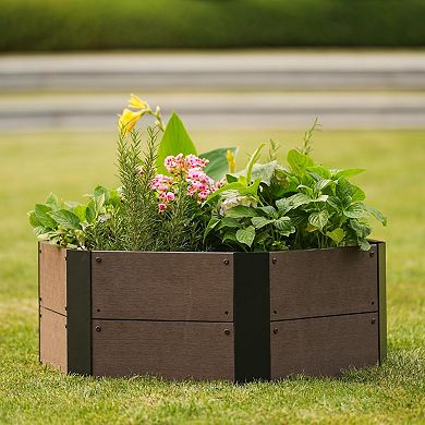 Hexagon Raised Garden Bed Kit, 6-Panel Wood-Look Planter, 11.8" Deep Indoor/Outdoor
