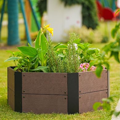 Hexagon Raised Garden Bed Kit, 6-Panel Wood-Look Planter, 11.8" Deep Indoor/Outdoor