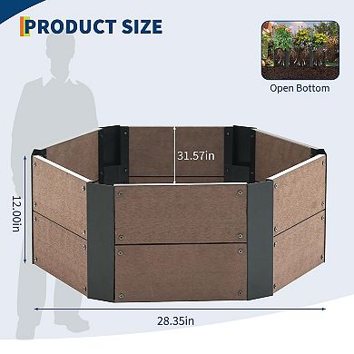 Hexagon Raised Garden Bed Kit, 6-Panel Wood-Look Planter, 11.8" Deep Indoor/Outdoor
