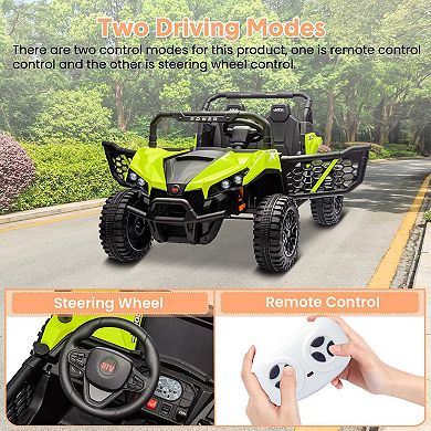 24V 2-Seater Ride-On UTV for Kids, 4 Wheels Electric Vehicles with Remote, 21" Seat, Shock Absorbers