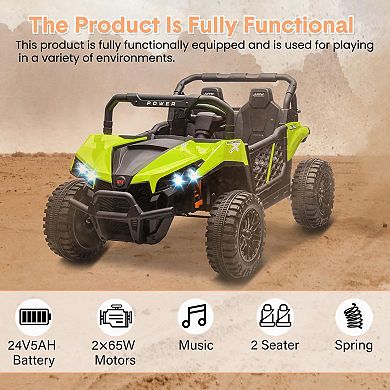 24V 2-Seater Ride-On UTV for Kids, 4 Wheels Electric Vehicles with Remote, 21" Seat, Shock Absorbers