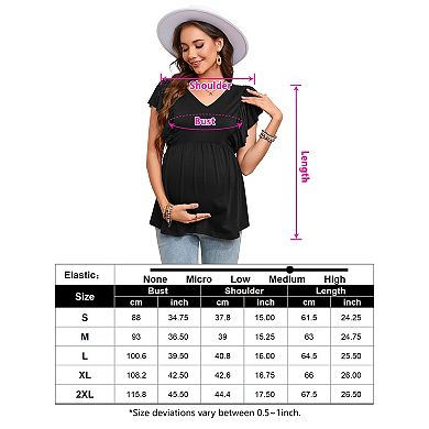 Women Maternity Casual Shirt Ruffle Short Sleeve Top
