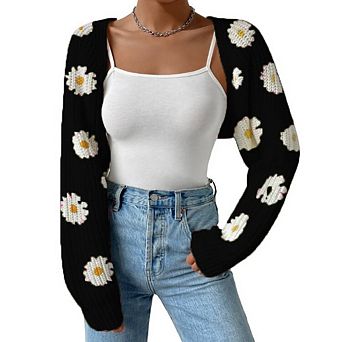 Women Knit Bolero Shoulder Shrug Sweater Long Sleeve Open Cropped Cardigan