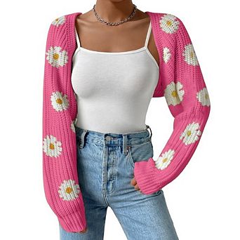 Women Knit Bolero Shoulder Shrug Sweater Long Sleeve Open Cropped Cardigan