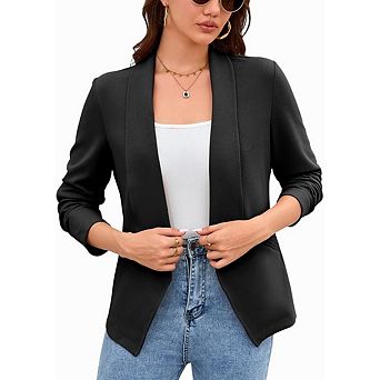 Women's Casual Blazer Long Sleeve Lightweight Open Front Work Office Blazers Jacket