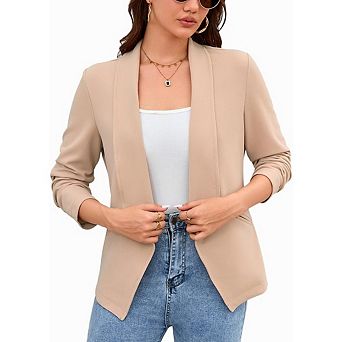 Women's Casual Blazer Long Sleeve Lightweight Open Front Work Office Blazers Jacket