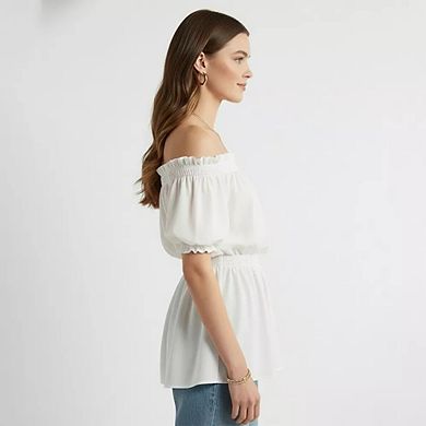 Women Casual Puff Sleeve Top Off the Shoulder Blouse