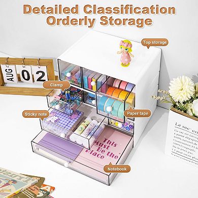 4-Tier Stackable Plastic Desk Organizer 9-Drawer