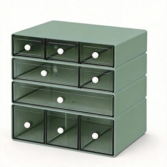 4 tier Stackable Plastic Desk Organizer 9-Drawer