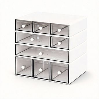 4 tier Stackable Plastic Desk Organizer 9-Drawer