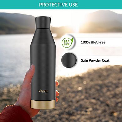 Water Bottle Canteen, 17 Oz, Double Wall Vacuum Insulated with Removable Bottom Cap