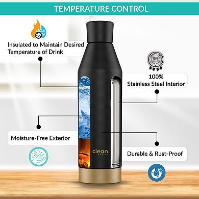 Water Bottle Canteen, 17 Oz, Double Wall Vacuum Insulated with Removable Bottom Cap