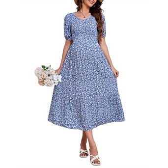 Floral Print Maternity Dress V Neck Short Sleeve Baby Shower Photoshoot A Line Pregnancy Dresses