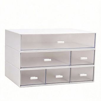 3 tier Stackable Desk Organizer with 6 Compartments