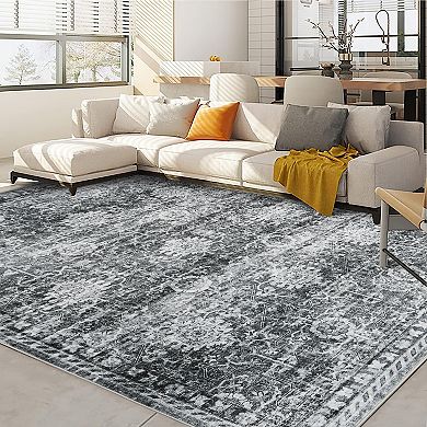 ANIXOL Washable Runner Rug Soft Low Pile Non-Slip Hallway Carpet, Non-Shedding