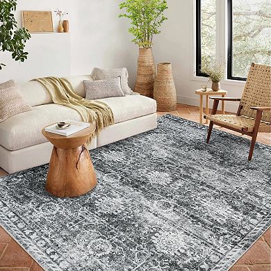 ANIXOL Washable Runner Rug Soft Low Pile Non-Slip Hallway Carpet, Non-Shedding