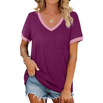 V Neck Pocket Casual Summer Top
