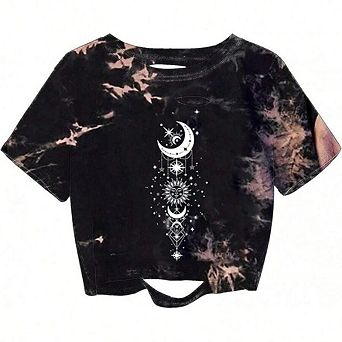 Tie Dye Graphic Print Crop Top