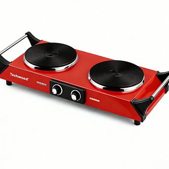 1800W Electric Cooktops with Dual Adjustable Temperature Control, Indicator Light, 120V