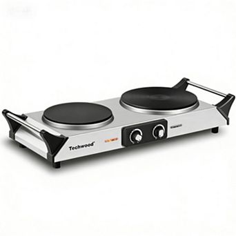 1800W Electric Cooktops with Dual Adjustable Temperature Control, Indicator Light, 120V