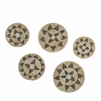 Rustic Monochrome Kansgrass Decorative Wall Mat - Set of 5