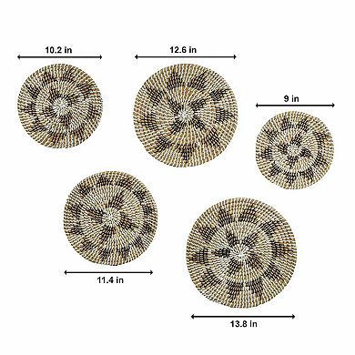 Rustic Monochrome Kansgrass Decorative Wall Mat - Set of 5