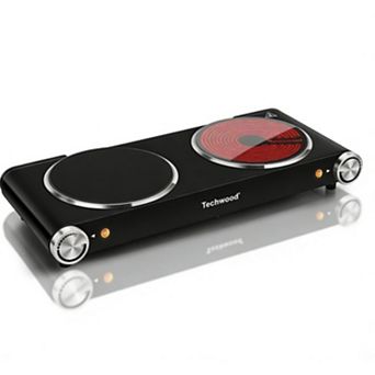 1800W Electric Cooktops with Dual Adjustable Temperature Control, Indicator Light, 120V