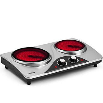 1800W Electric Cooktops with Dual Adjustable Temperature Control, Indicator Light, 120V