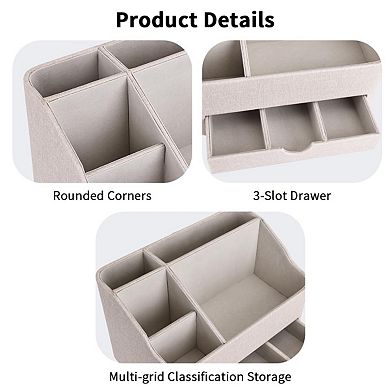 PU Leather Drawer Desk Organizer 5 Compartments