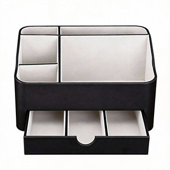 PU Leather Drawer Desk Organizer 5 Compartments
