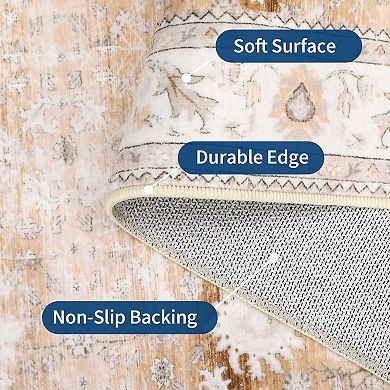 ANIXOL Washable Runner Rug Soft Low Pile Non-Slip Hallway Carpet, Non-Shedding