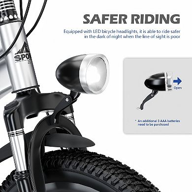 Kids Mountain Bike for Ages 7-12 7-Speed Gears Dual Disc Brakes Shock Absorber Front Fork LED Light