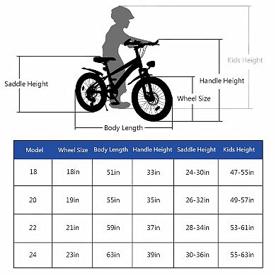 Kids Mountain Bike for Ages 7-12 7-Speed Gears Dual Disc Brakes Shock Absorber Front Fork LED Light