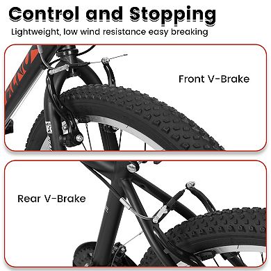 26 Inch Carbon Steel Frame Mountain Bike 21-Speed Dual V-Brake Adult and Teens Bicycle for Mountain