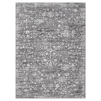 FairOnly Distressed Oriental Area Rug Washable Low Pile Non Slip Vintage Rug for Dining Room Kitchen