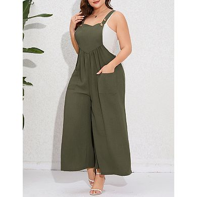 Women's Plus Size Overalls Jumpsuit Sleeveless With Pockets