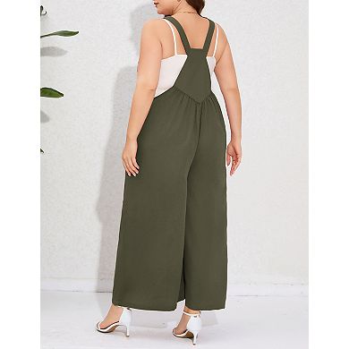 Women's Plus Size Overalls Jumpsuit Sleeveless With Pockets