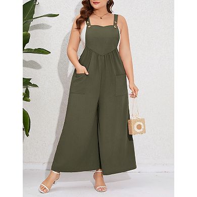 Women's Plus Size Overalls Jumpsuit Sleeveless With Pockets