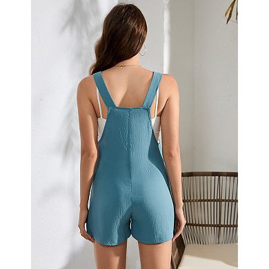 Women's Maternity Overall Short Romper Jumpsuit with Front Pockets