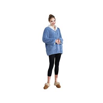 Loungees Sherpa Reversible Button Front Bed Jacket Lounge Jacket
