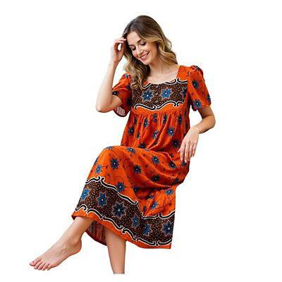 womens cotton lounge dress Loungees Women's Short Sleeve Coral Lounger House Dress