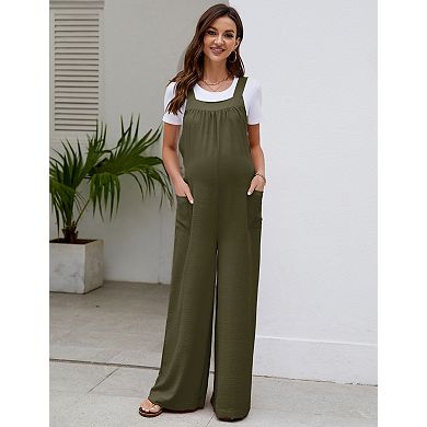 Women's Jumpsuit Sleeveless Tie Loose Jumpsuit With Pockets Workwear