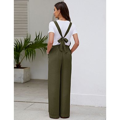 Women's Jumpsuit Sleeveless Tie Loose Jumpsuit With Pockets Workwear