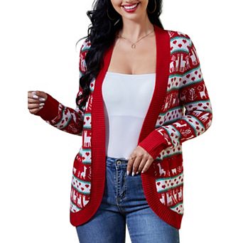 Women's Christmas Cardigan Long Sleeve Festive Knit Sweater
