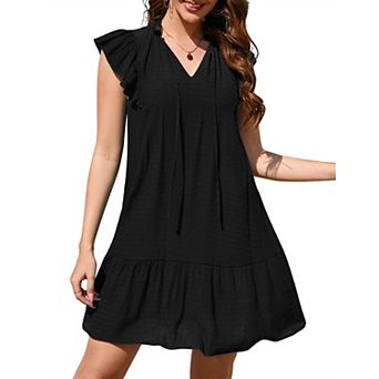 Women's Floral Print Dresses Casual Short Sleeve Summer Loose Flowy Dress