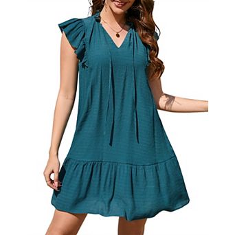 Women's Floral Print Dresses Casual Short Sleeve Summer Loose Flowy Dress