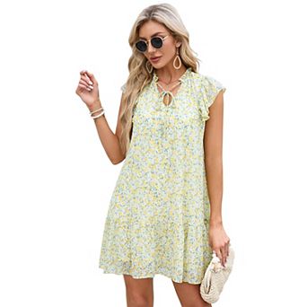 Women's Floral Print Dresses Casual Short Sleeve Summer Loose Flowy Dress