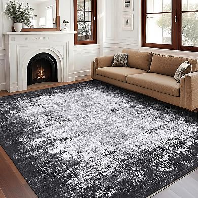 Abstract Area Rug Machine Washable Low Pile Pet Friendly Foldable Floor Cover for Living Room